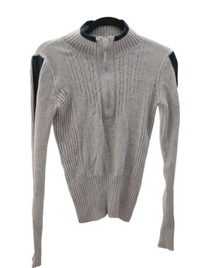 DKNY Gray Half-Zip Cable Knit Turtleneck Sweater SZ S